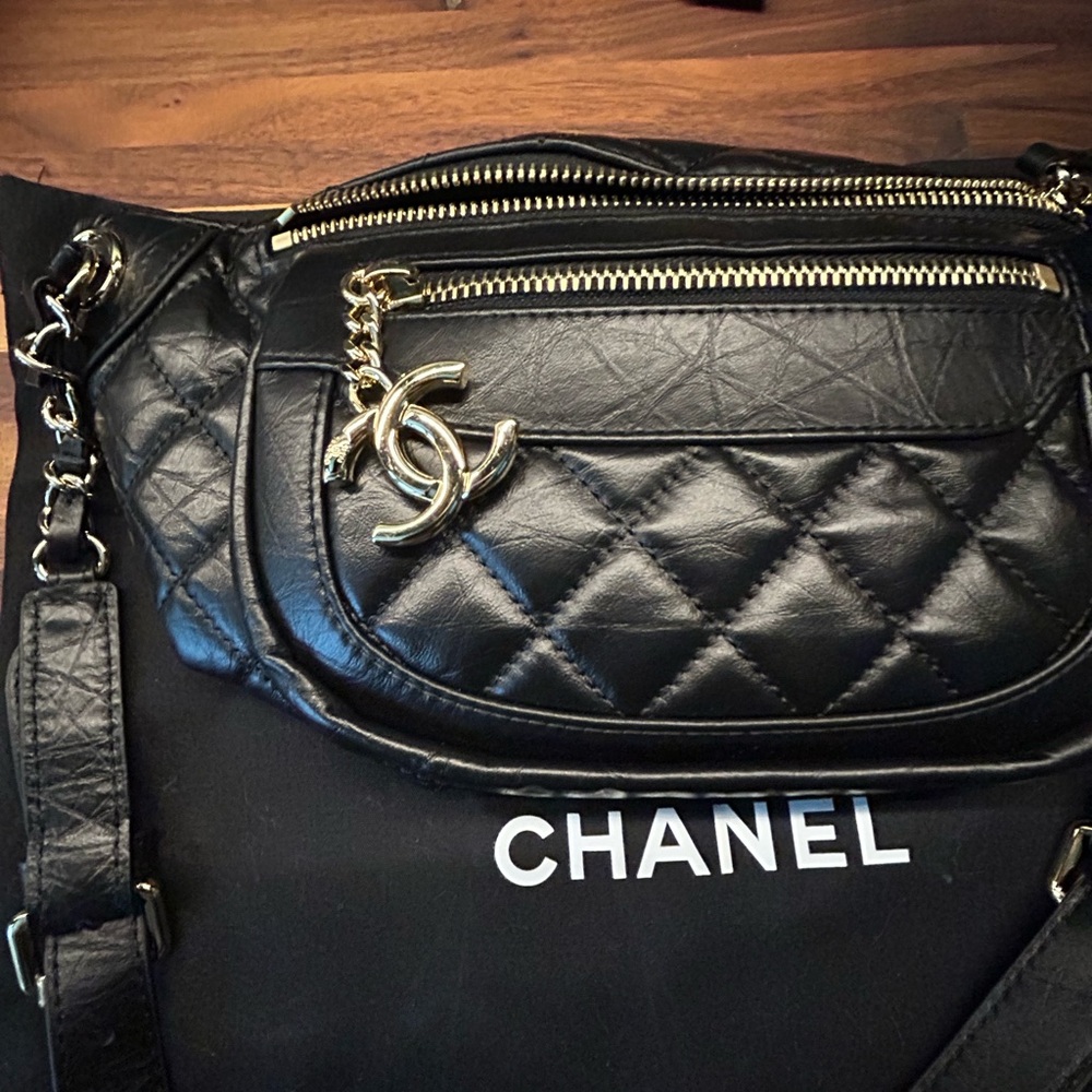 Chanel Black Quilted Crossbody with Gold Accents